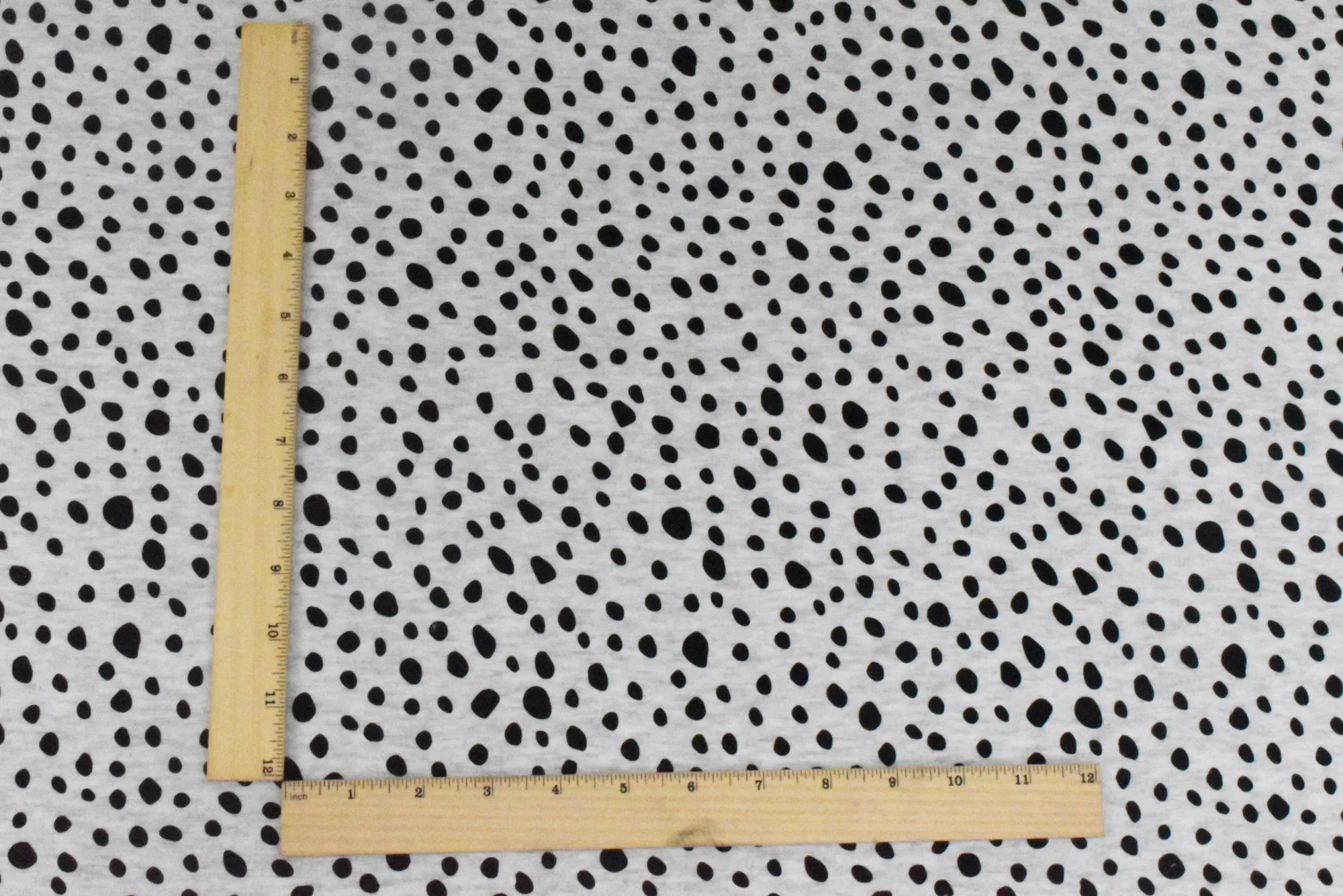 Panda Gray-Black Spots Printed Baby French Terry Knit Fabric