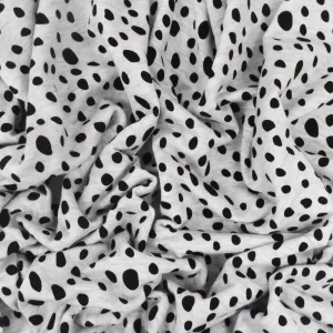 Panda Gray-Black Spots Printed Baby French Terry Knit Fabric