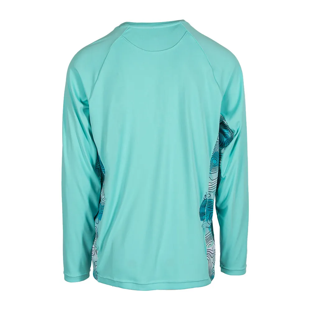 Performance Long Sleeve Shirt | Aqua Topography