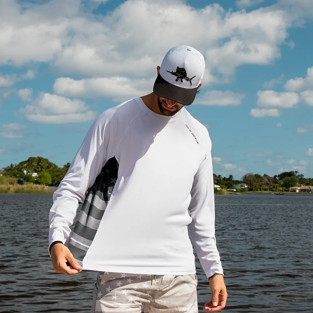 Performance Long Sleeve Shirt | Blackout American Flag | Tuna Attack