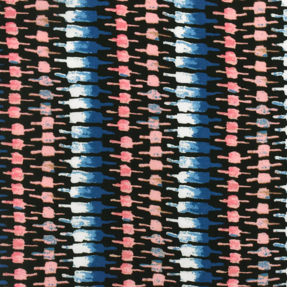 Pink-Blue-Multi Tribal Printed  Rayon Challis Woven Fabric