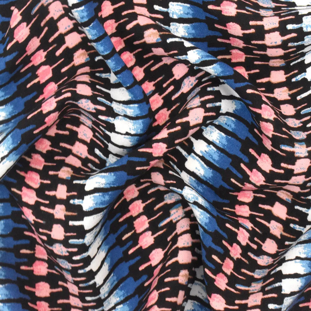 Pink-Blue-Multi Tribal Printed  Rayon Challis Woven Fabric