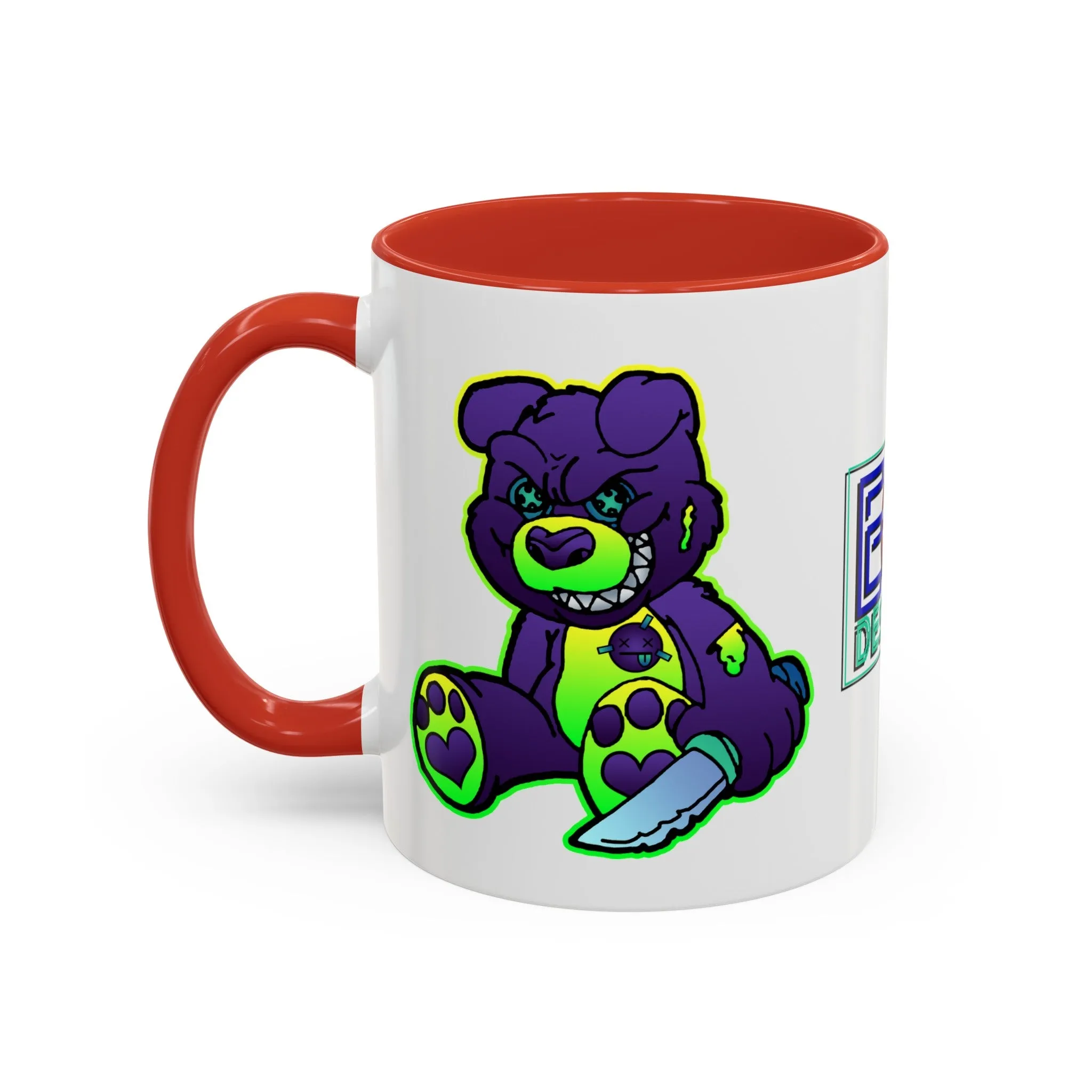 Purple and Green Demon Bear Accent Coffee Mug, 11oz