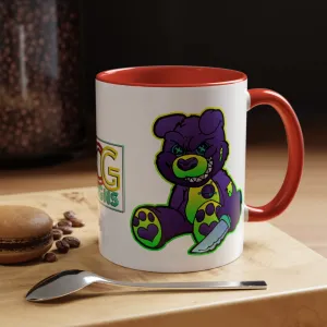 Purple and Green Demon Bear Accent Coffee Mug, 11oz