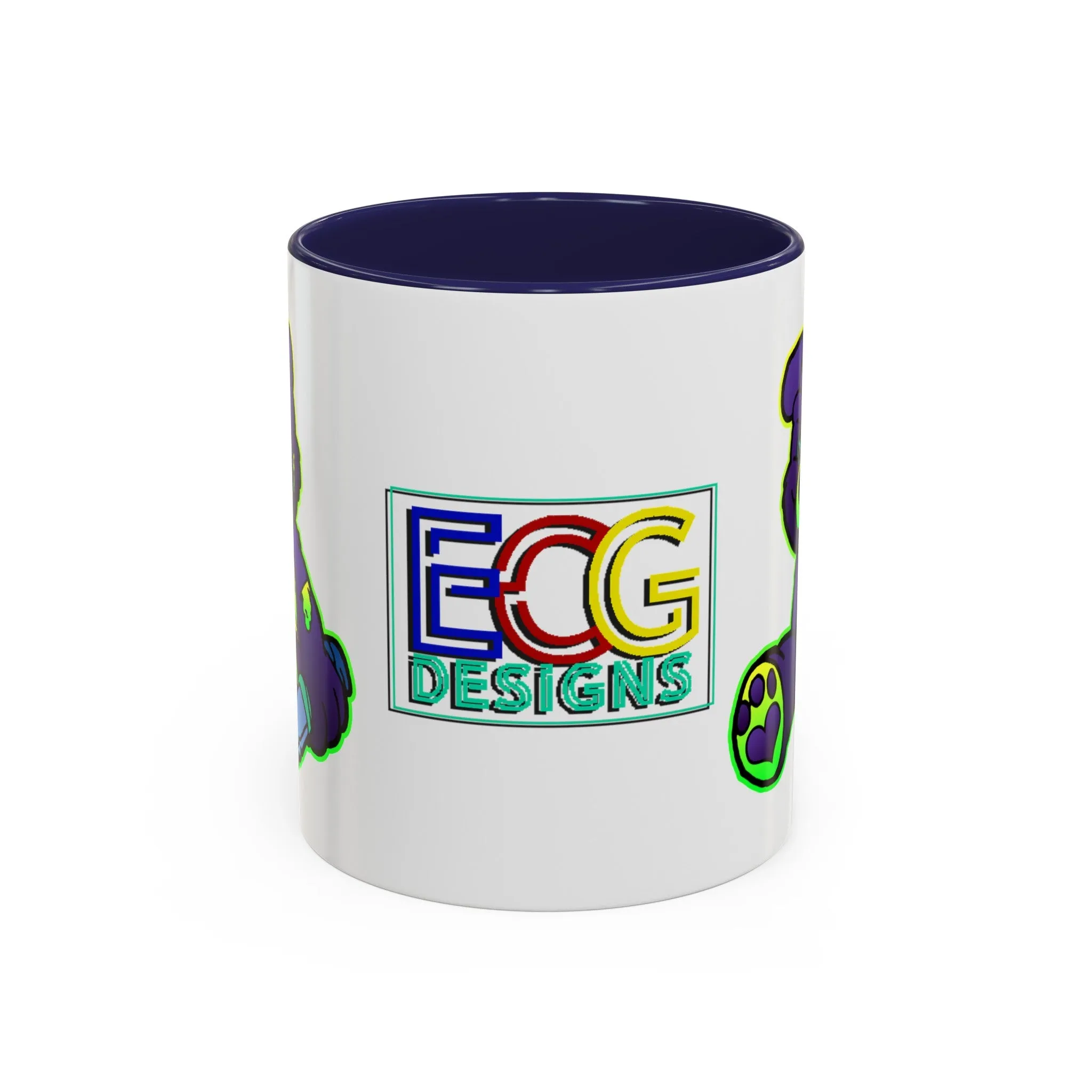 Purple and Green Demon Bear Accent Coffee Mug, 11oz