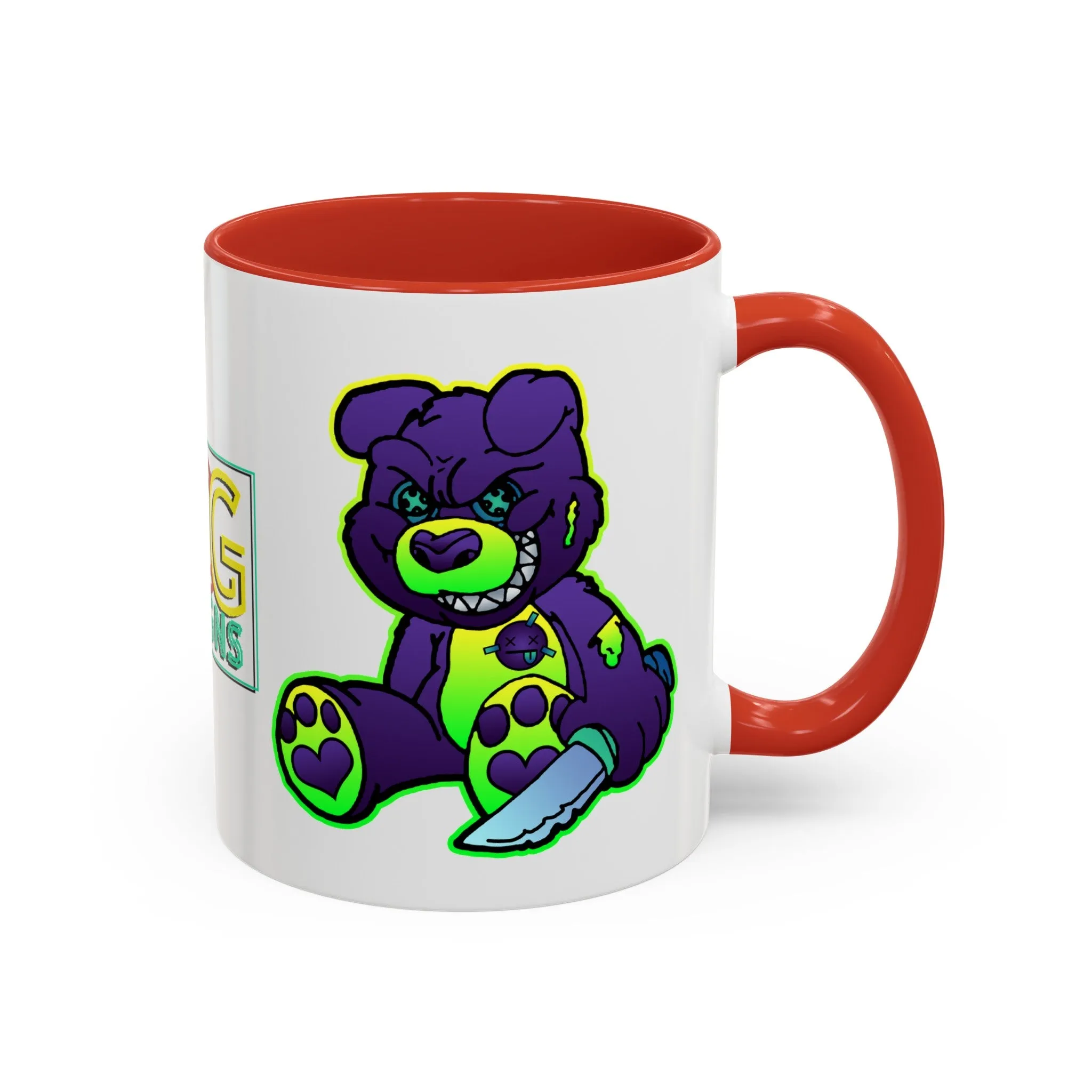 Purple and Green Demon Bear Accent Coffee Mug, 11oz