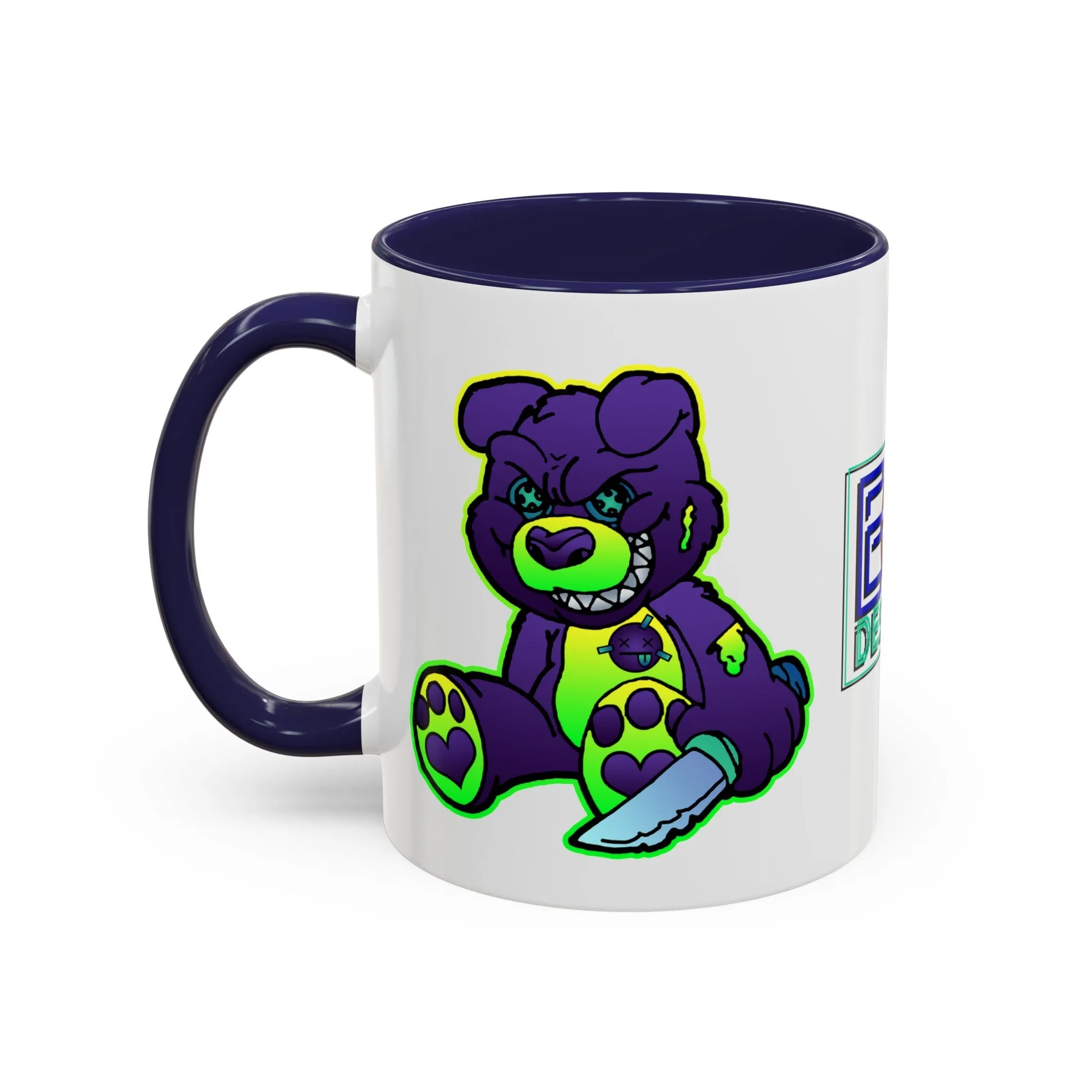 Purple and Green Demon Bear Accent Coffee Mug, 11oz