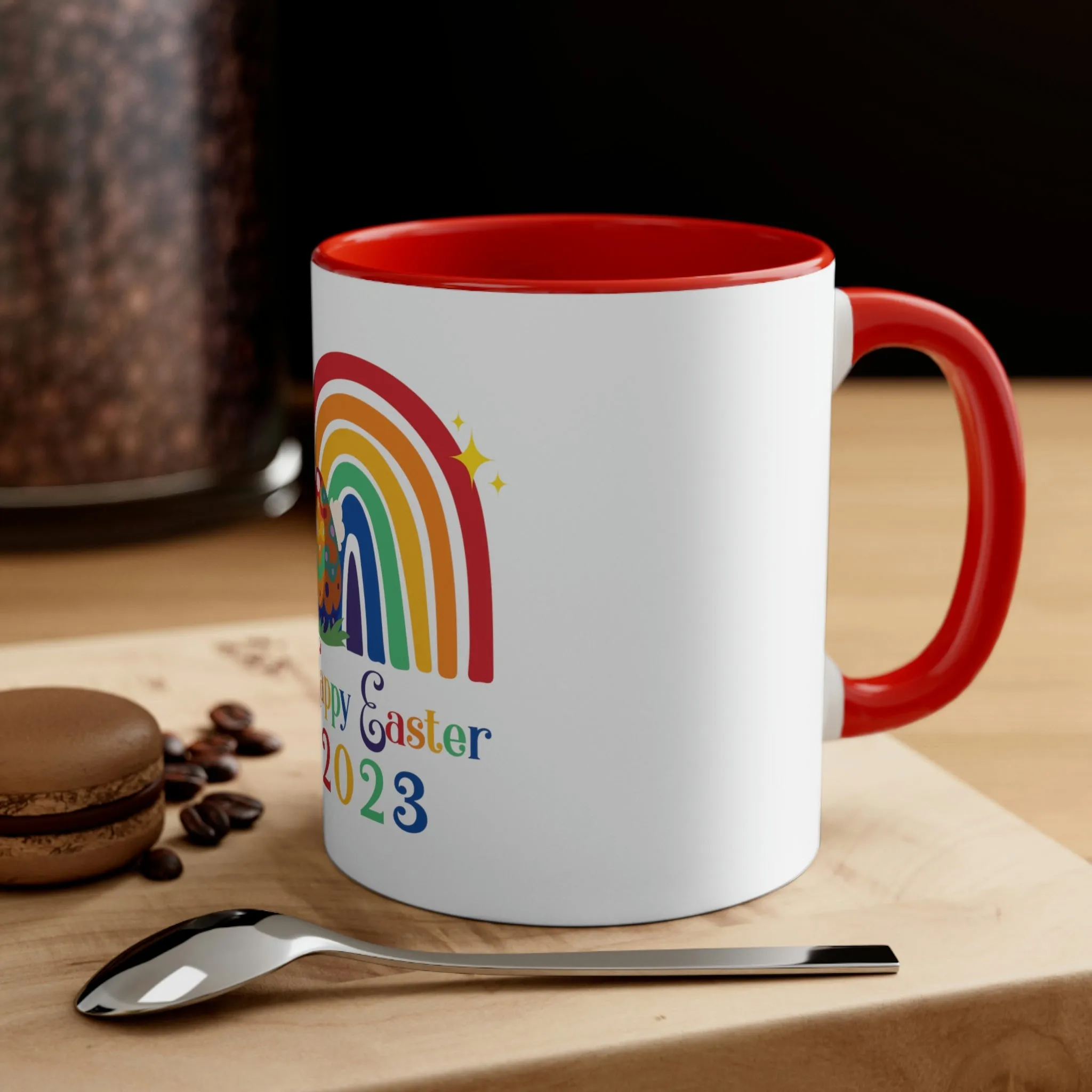 Rainbow Flag Accent Coffee Mug Easter Festival - Happy Easter 2023