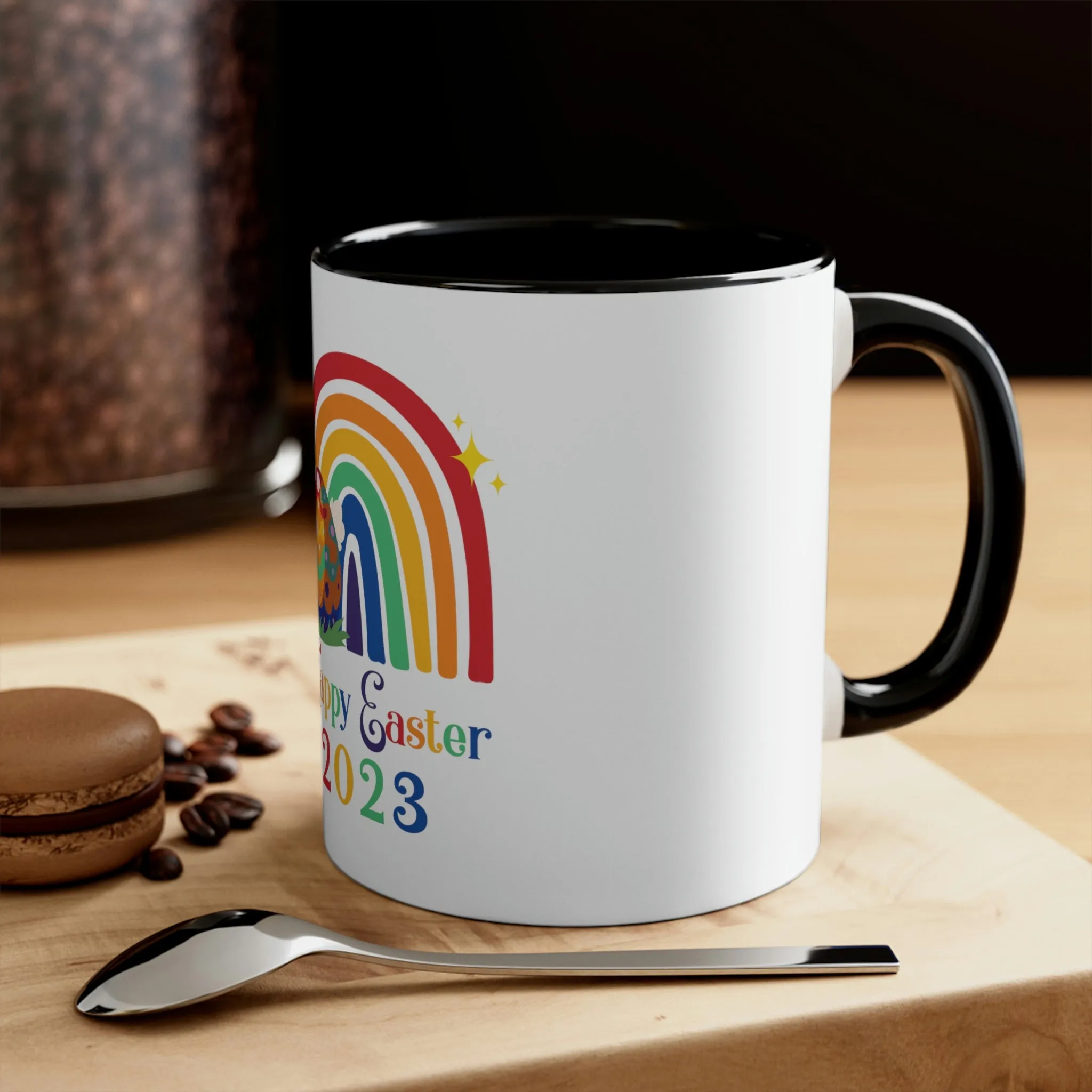 Rainbow Flag Accent Coffee Mug Easter Festival - Happy Easter 2023