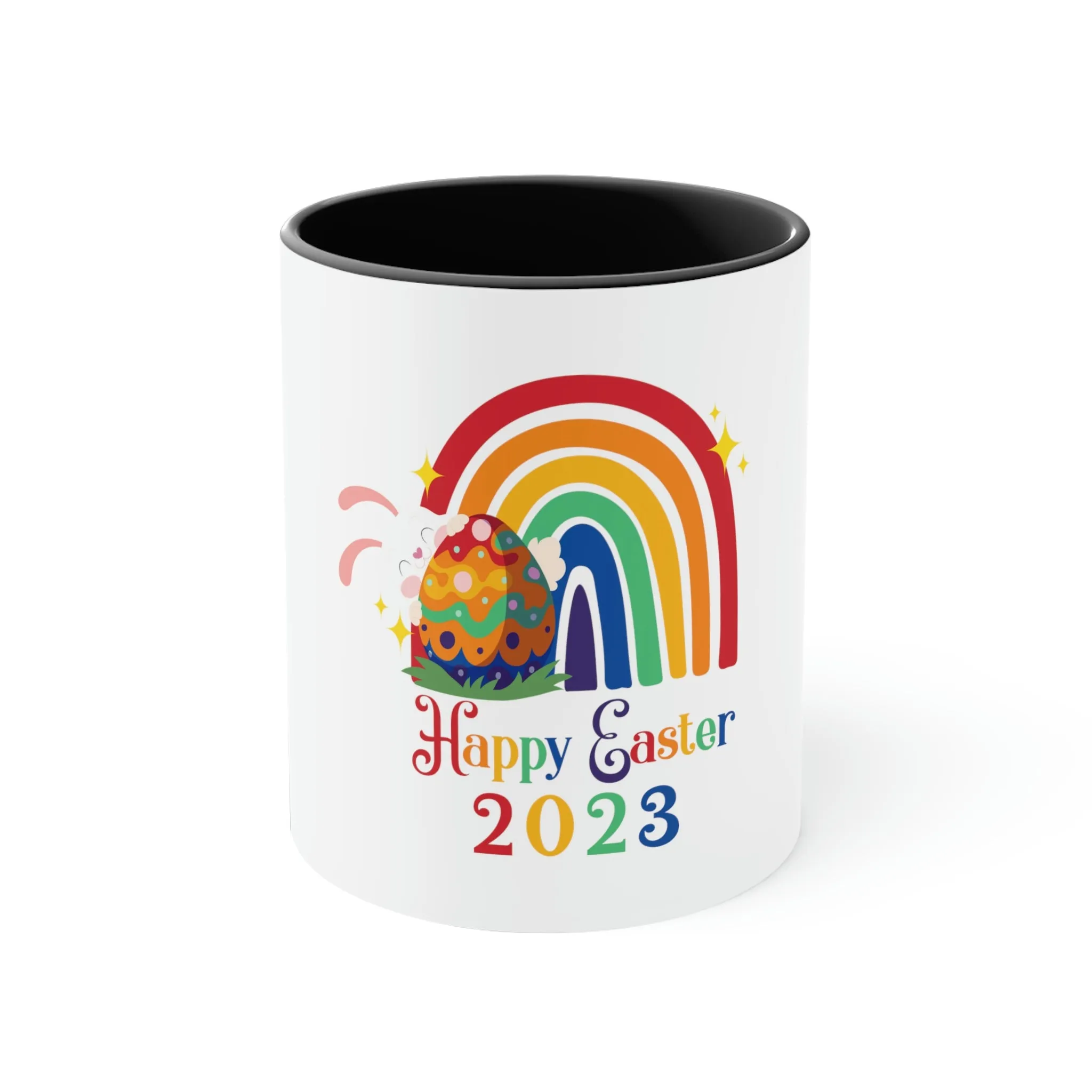 Rainbow Flag Accent Coffee Mug Easter Festival - Happy Easter 2023