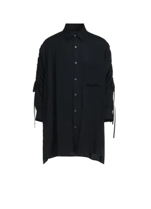 RAYON WASHER TWILL OVERSIZED SHIRT WITH GATHERED STRINGS