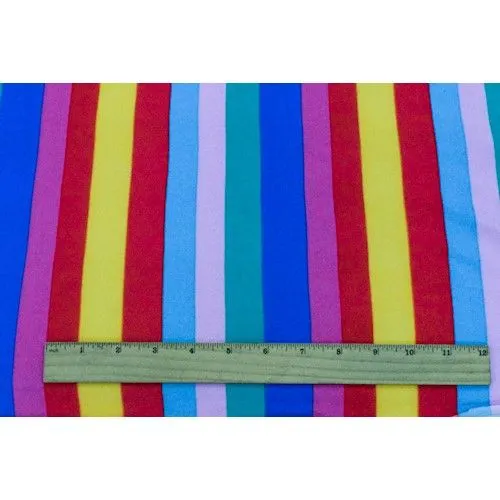 Red/Pink/Multi Stripe Printed Double Brushed ITY Knit Fabric