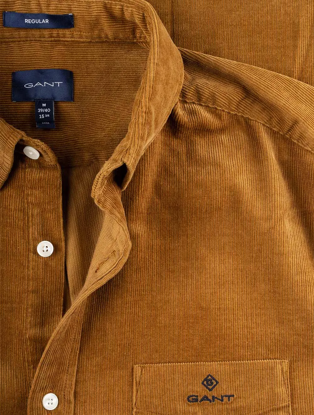 Regular Fit Corduroy Shirt Suede Brown