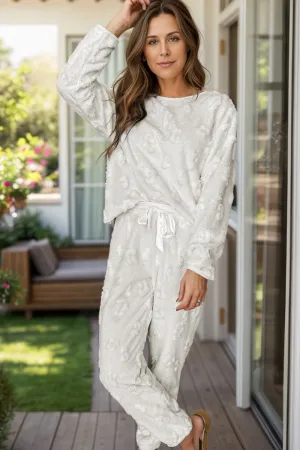 Round Neck Long Sleeve Top and Pants Lounge Set