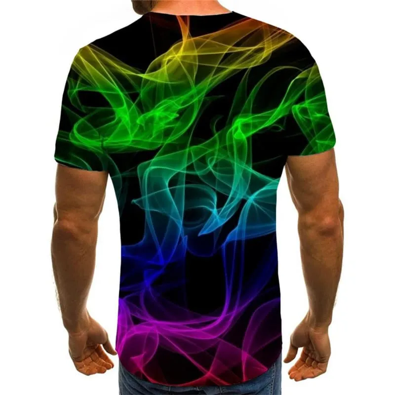 Smoke T-shirt Men Colorful T-shirts 3d Rainbow Tshirts Casual Art Funny T shirts