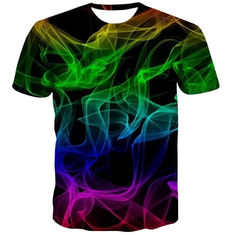 Smoke T-shirt Men Colorful T-shirts 3d Rainbow Tshirts Casual Art Funny T shirts