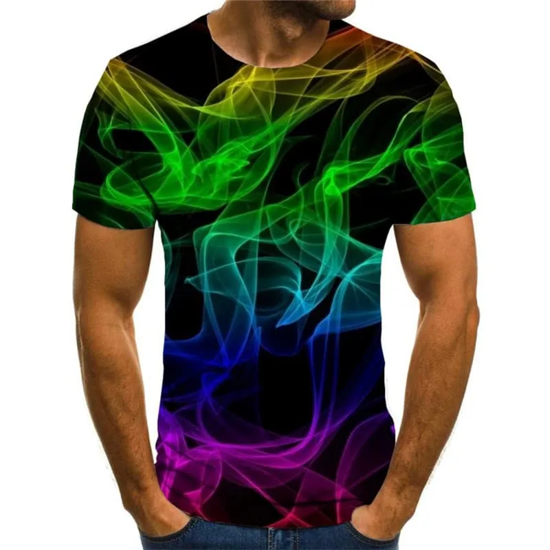 Smoke T-shirt Men Colorful T-shirts 3d Rainbow Tshirts Casual Art Funny T shirts