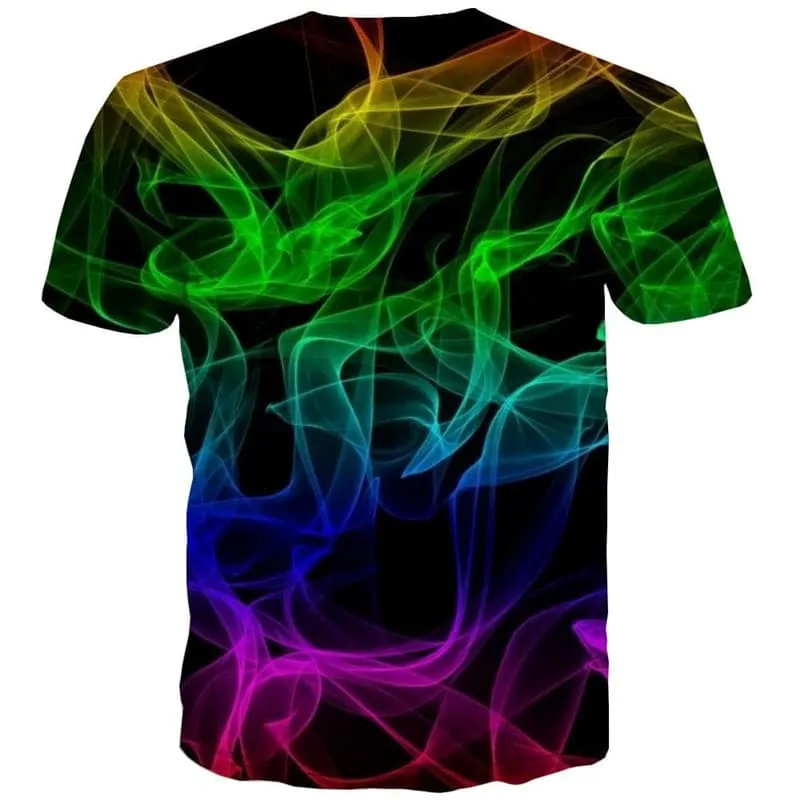 Smoke T-shirt Men Colorful T-shirts 3d Rainbow Tshirts Casual Art Funny T shirts