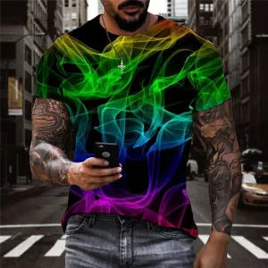 Smoke T-shirt Men Colorful T-shirts 3d Rainbow Tshirts Casual Art Funny T shirts