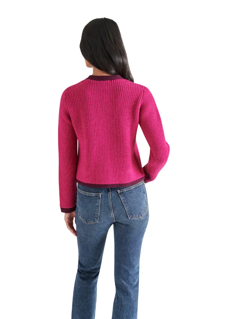 Steve Madden Fantino Sweater Jacket- Fuschia