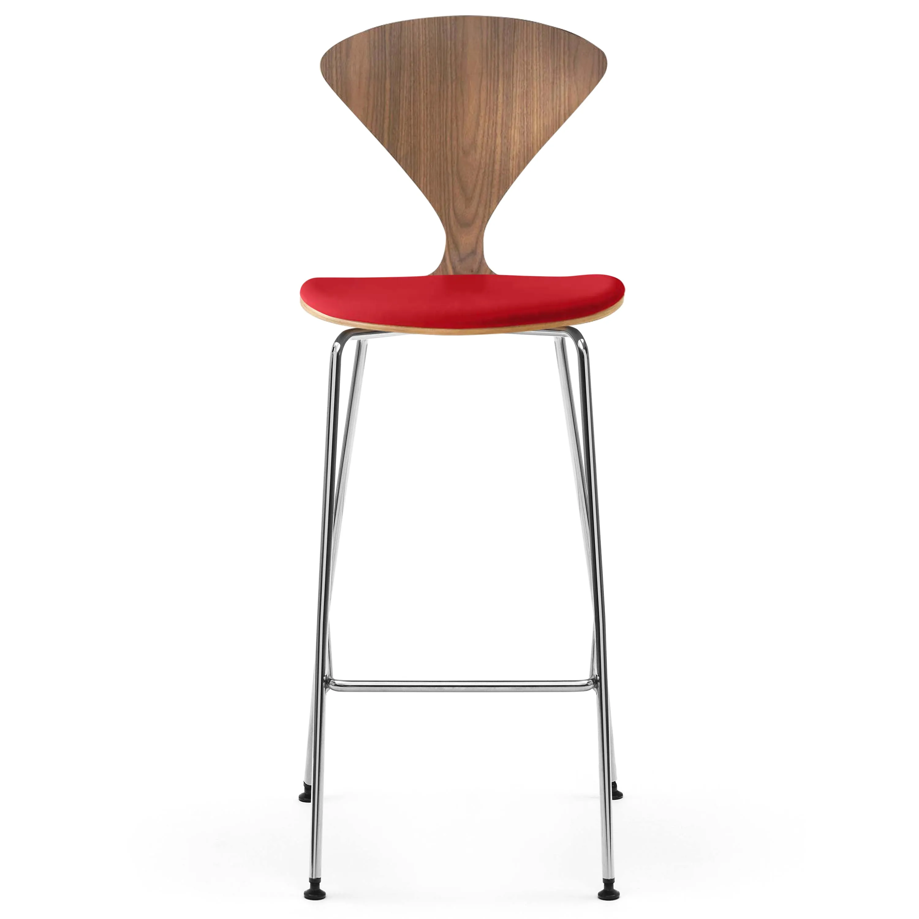 Stool with Chrome Base - Upholstered Seat