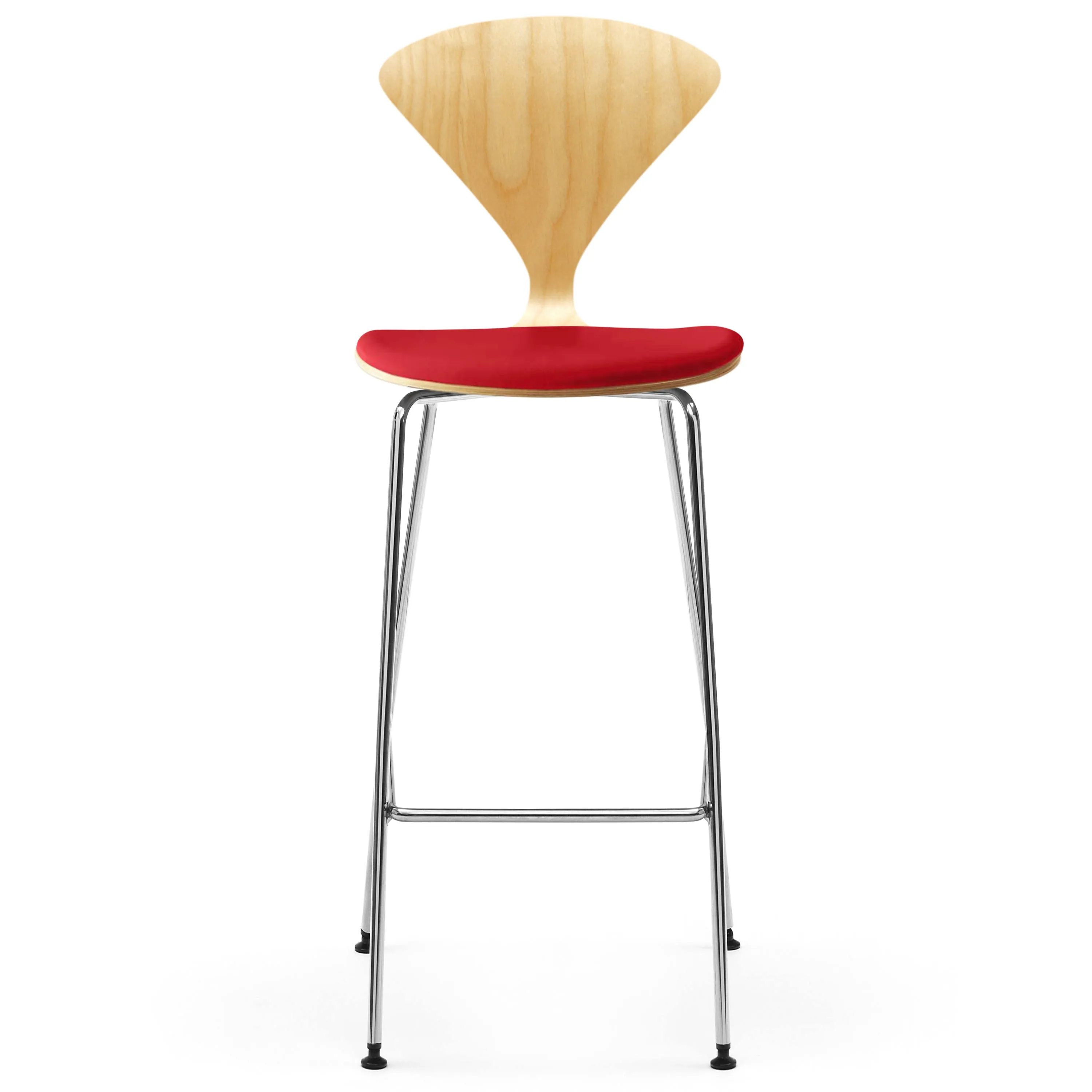 Stool with Chrome Base - Upholstered Seat