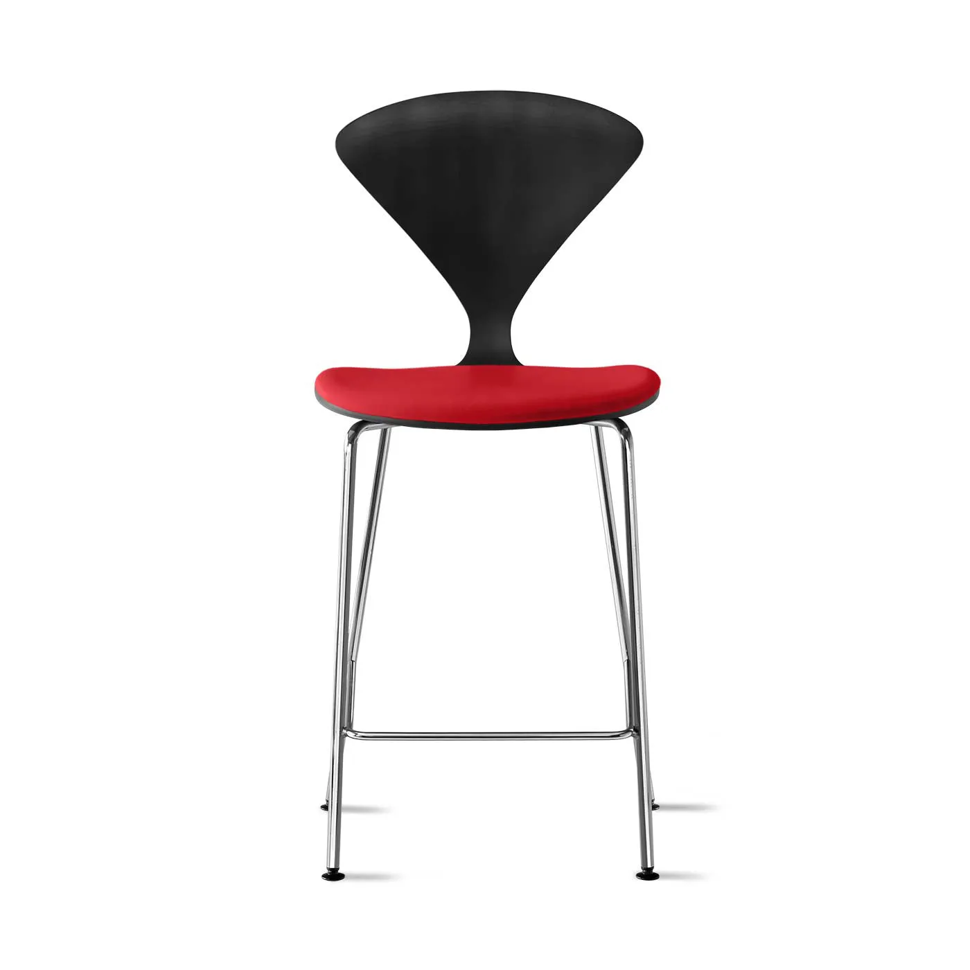 Stool with Chrome Base - Upholstered Seat