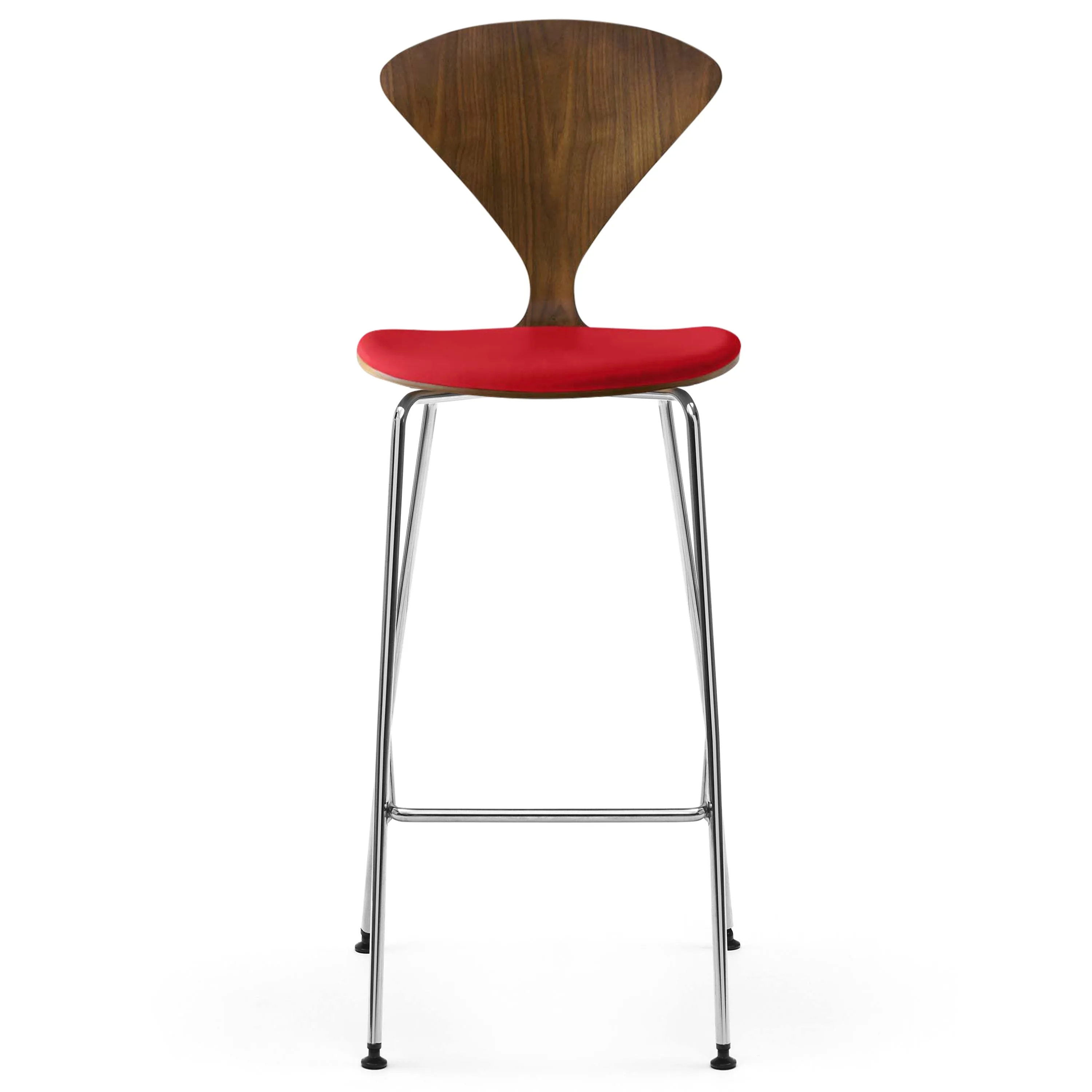 Stool with Chrome Base - Upholstered Seat