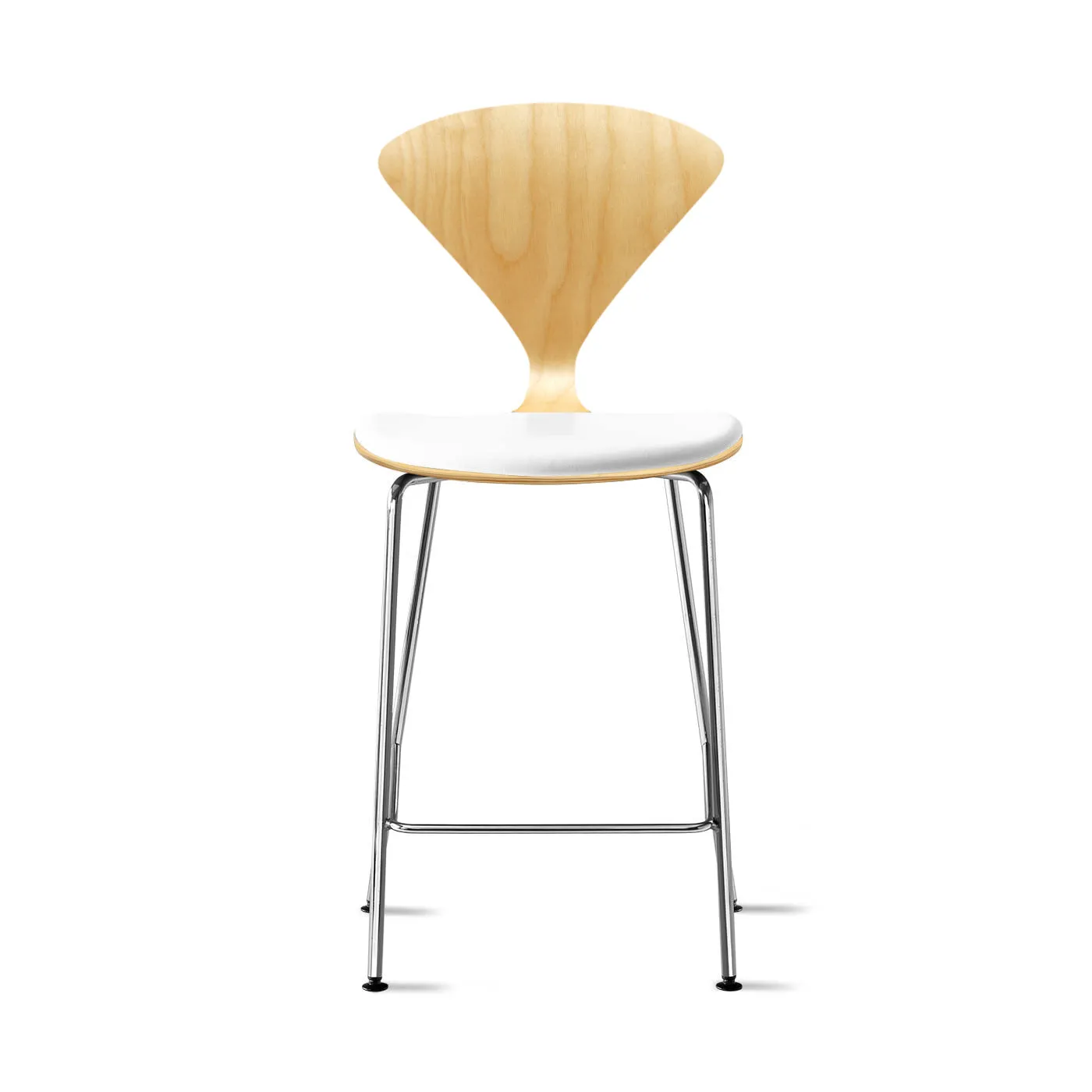 Stool with Chrome Base - Upholstered Seat