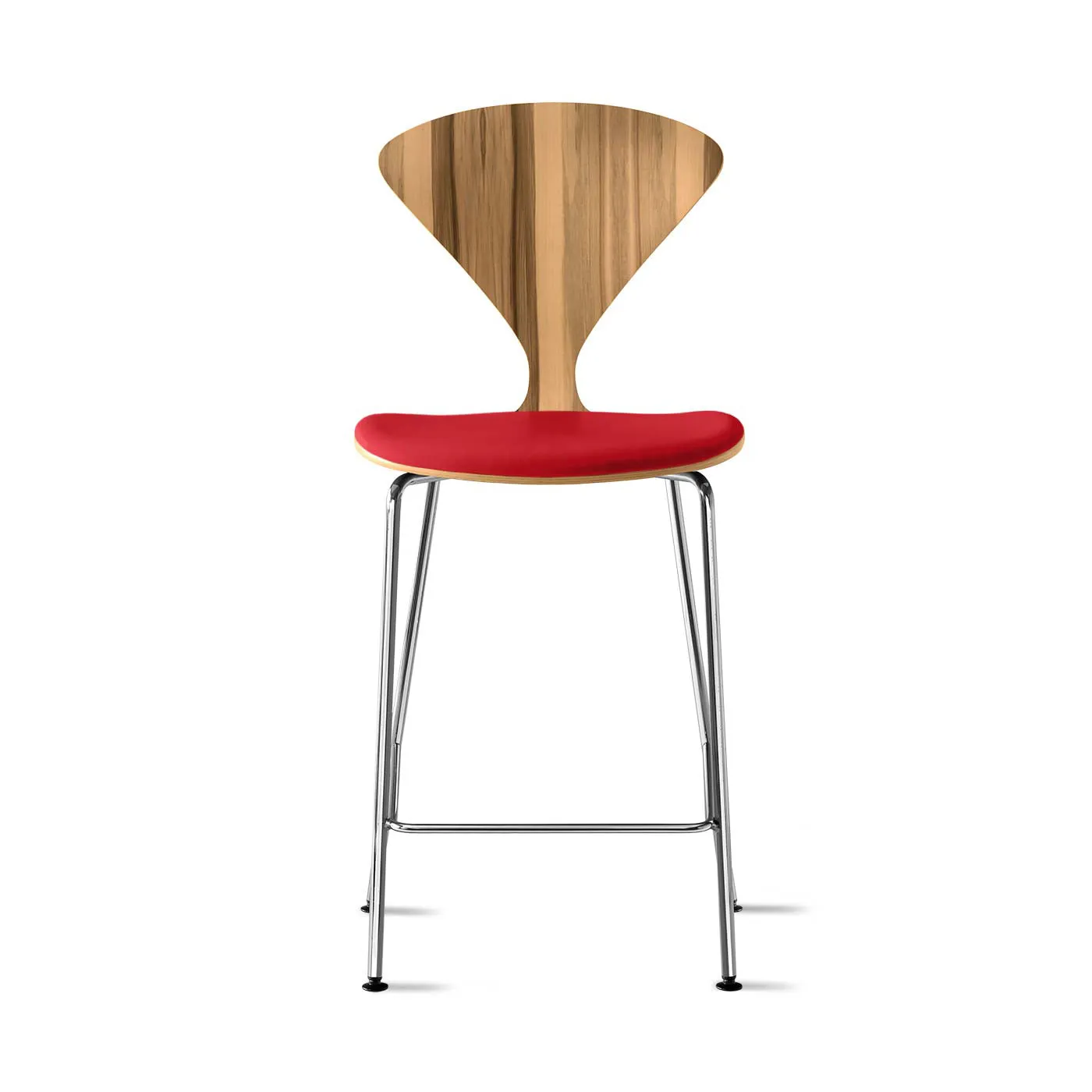 Stool with Chrome Base - Upholstered Seat