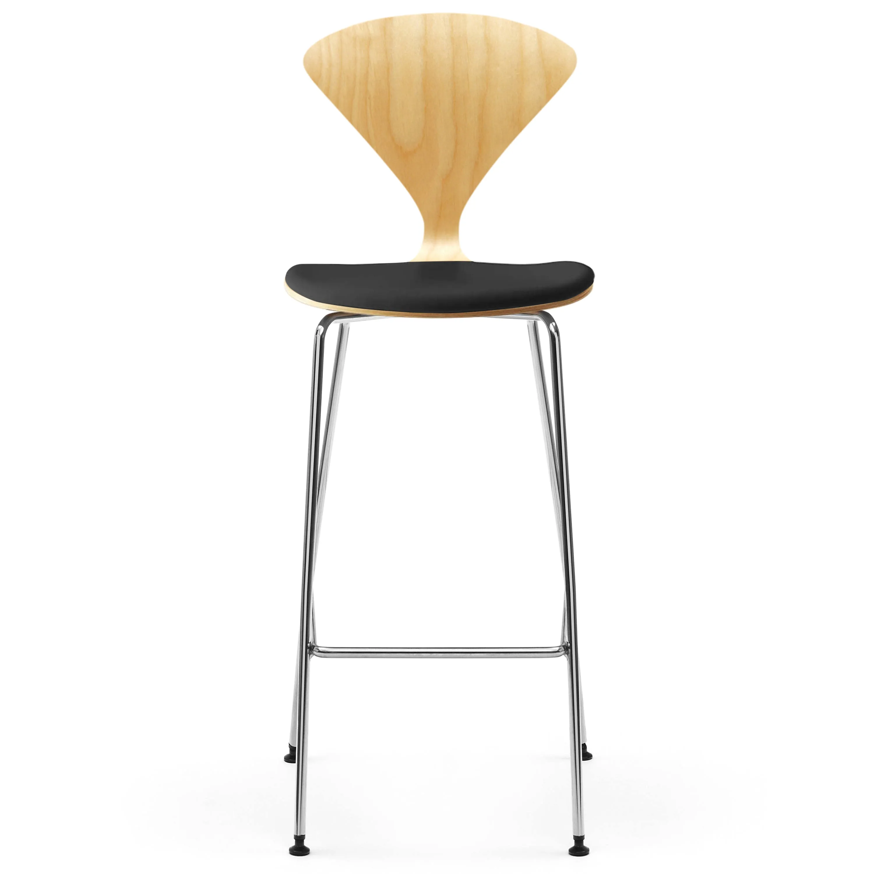 Stool with Chrome Base - Upholstered Seat