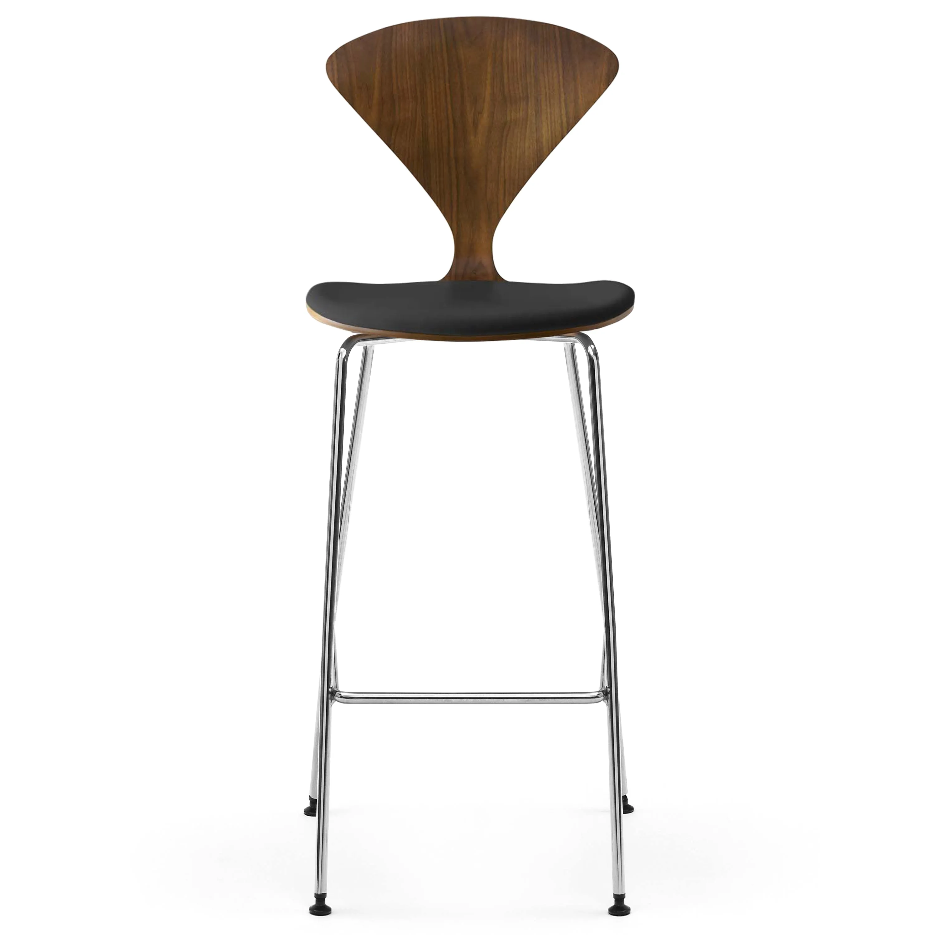 Stool with Chrome Base - Upholstered Seat