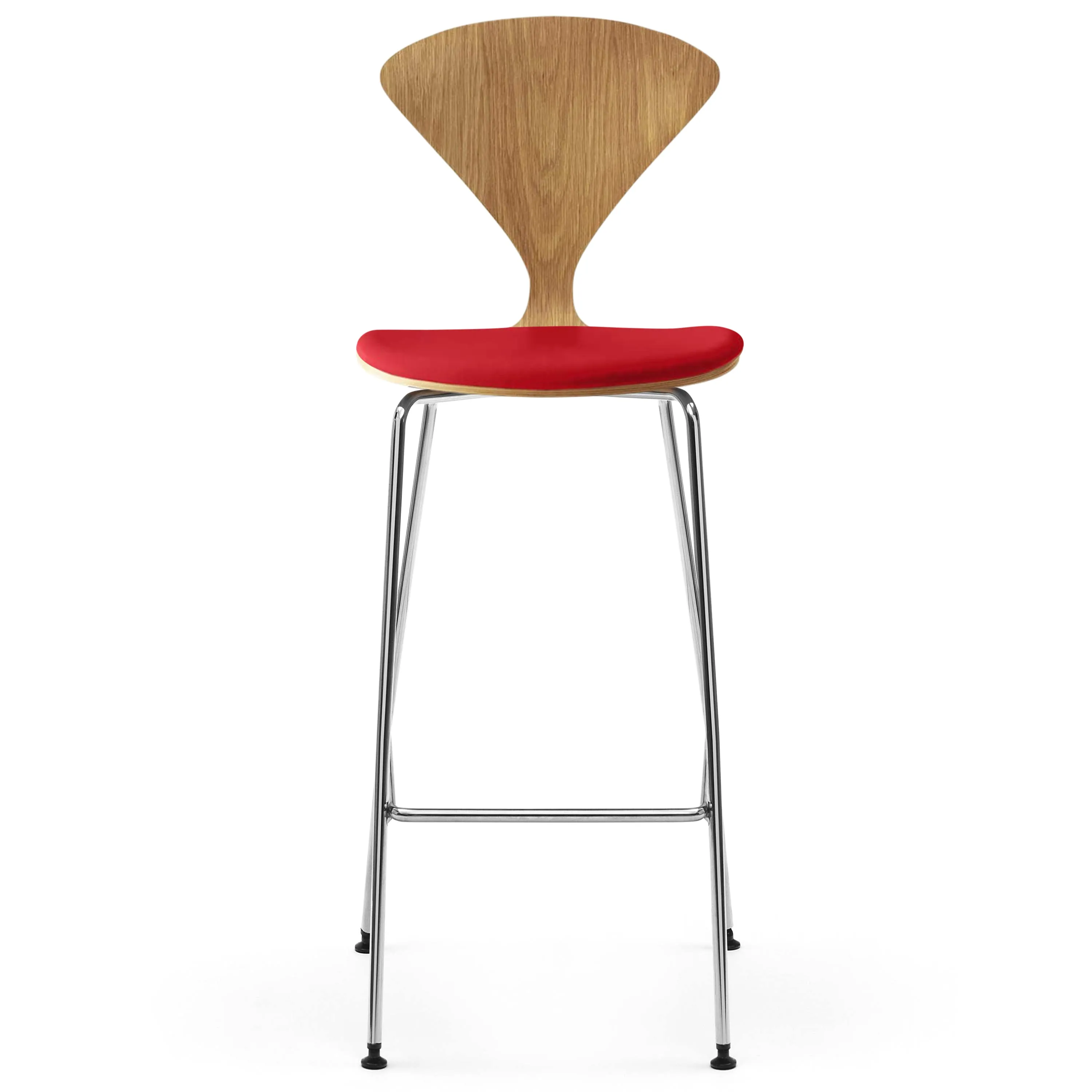 Stool with Chrome Base - Upholstered Seat