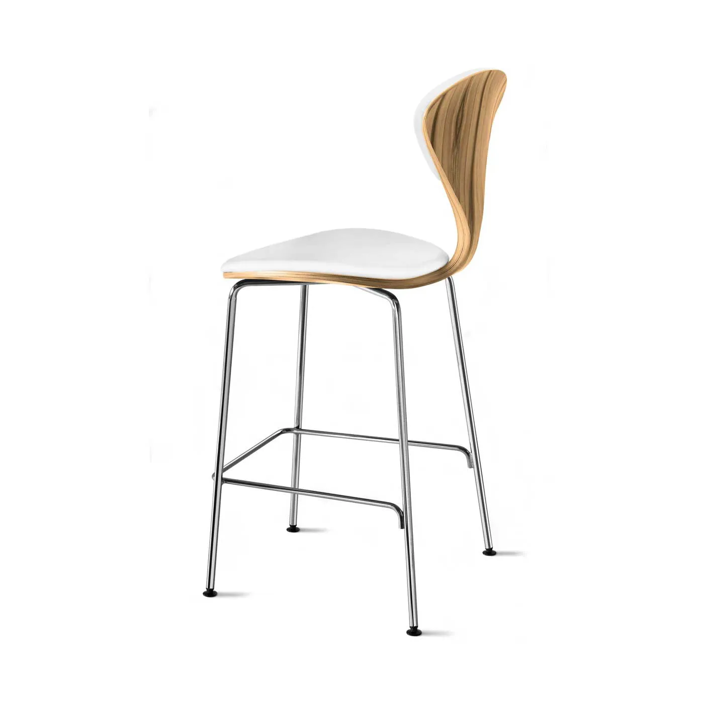 Stool with Chrome Base - Upholstered Seat