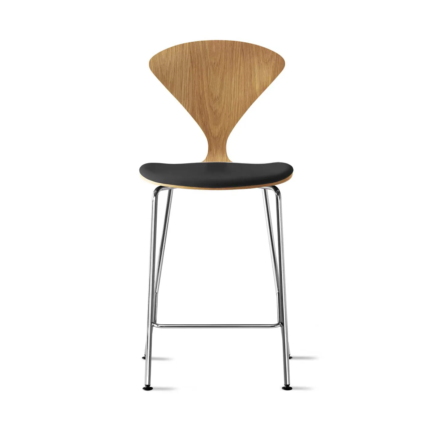 Stool with Chrome Base - Upholstered Seat