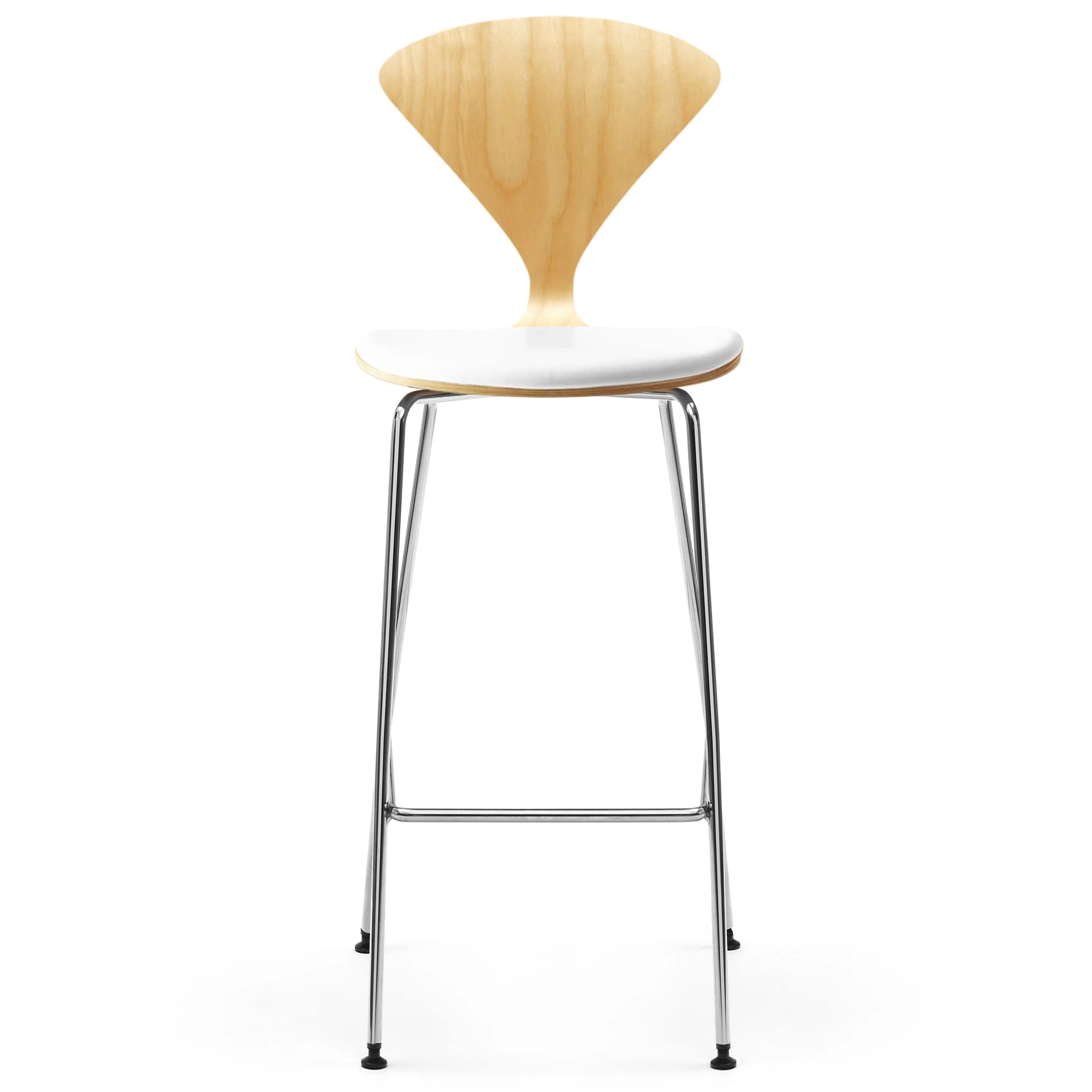 Stool with Chrome Base - Upholstered Seat