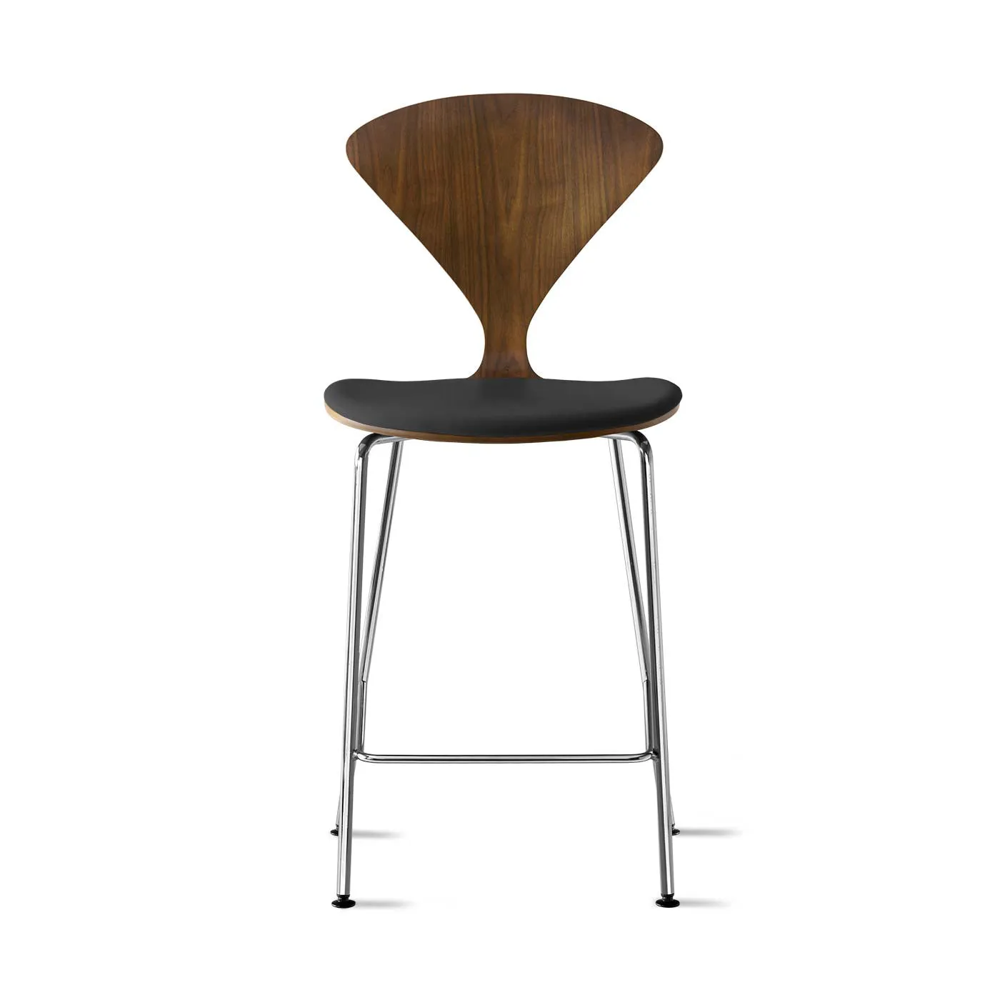 Stool with Chrome Base - Upholstered Seat