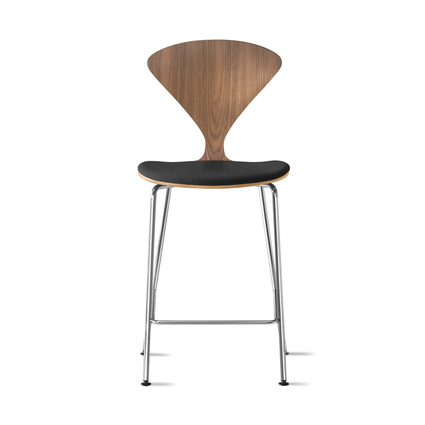 Stool with Chrome Base - Upholstered Seat