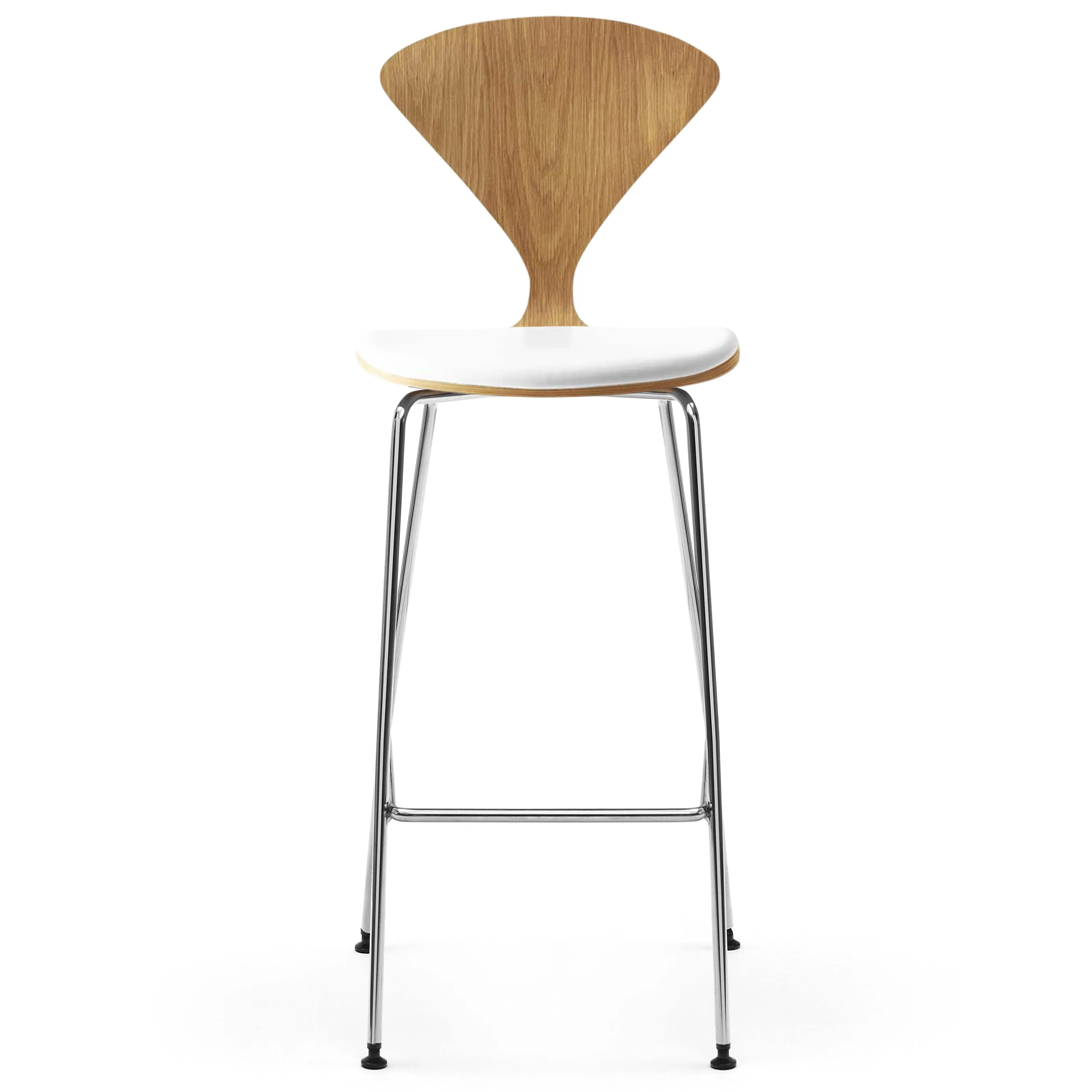 Stool with Chrome Base - Upholstered Seat