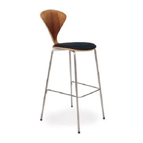 Stool with Chrome Base - Upholstered Seat