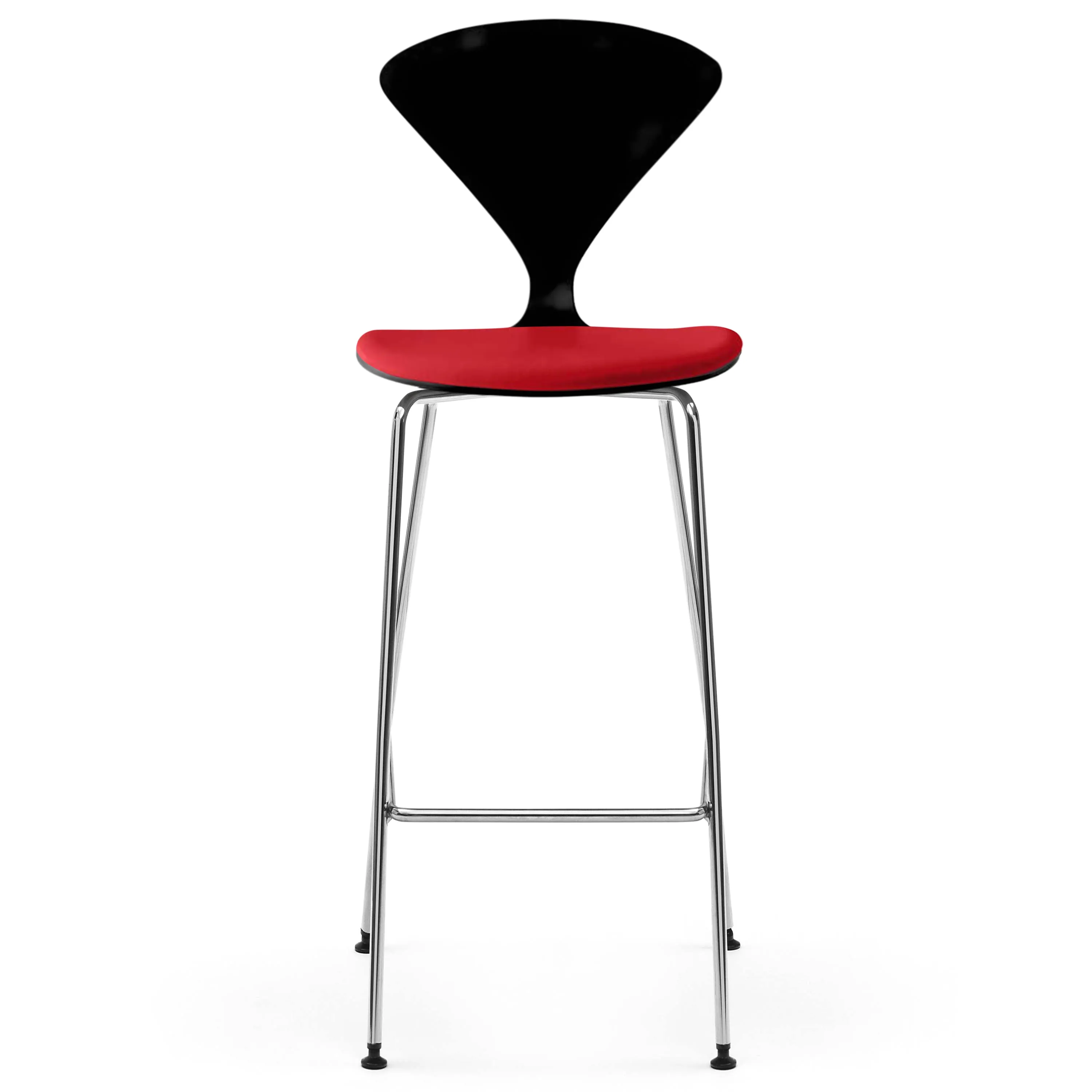 Stool with Chrome Base - Upholstered Seat