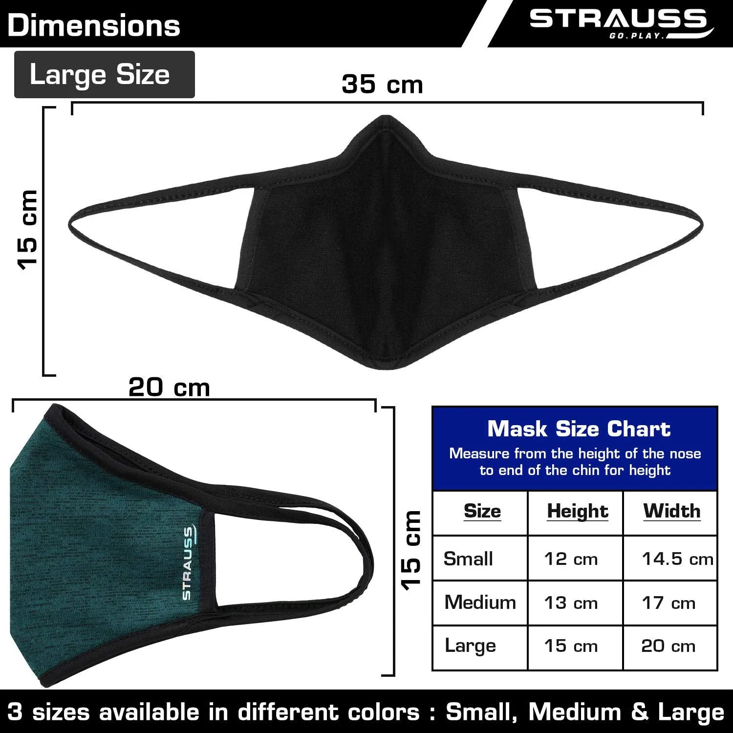 STRAUSS Unisex Anti-Bacterial Protection Mask, Non Vent, Small, (Grey)