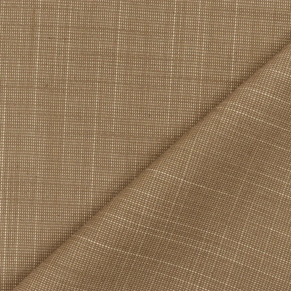 Tan-Beige Slub Cros Hatch Stretch Poly Spandex Suiting Woven Fabric