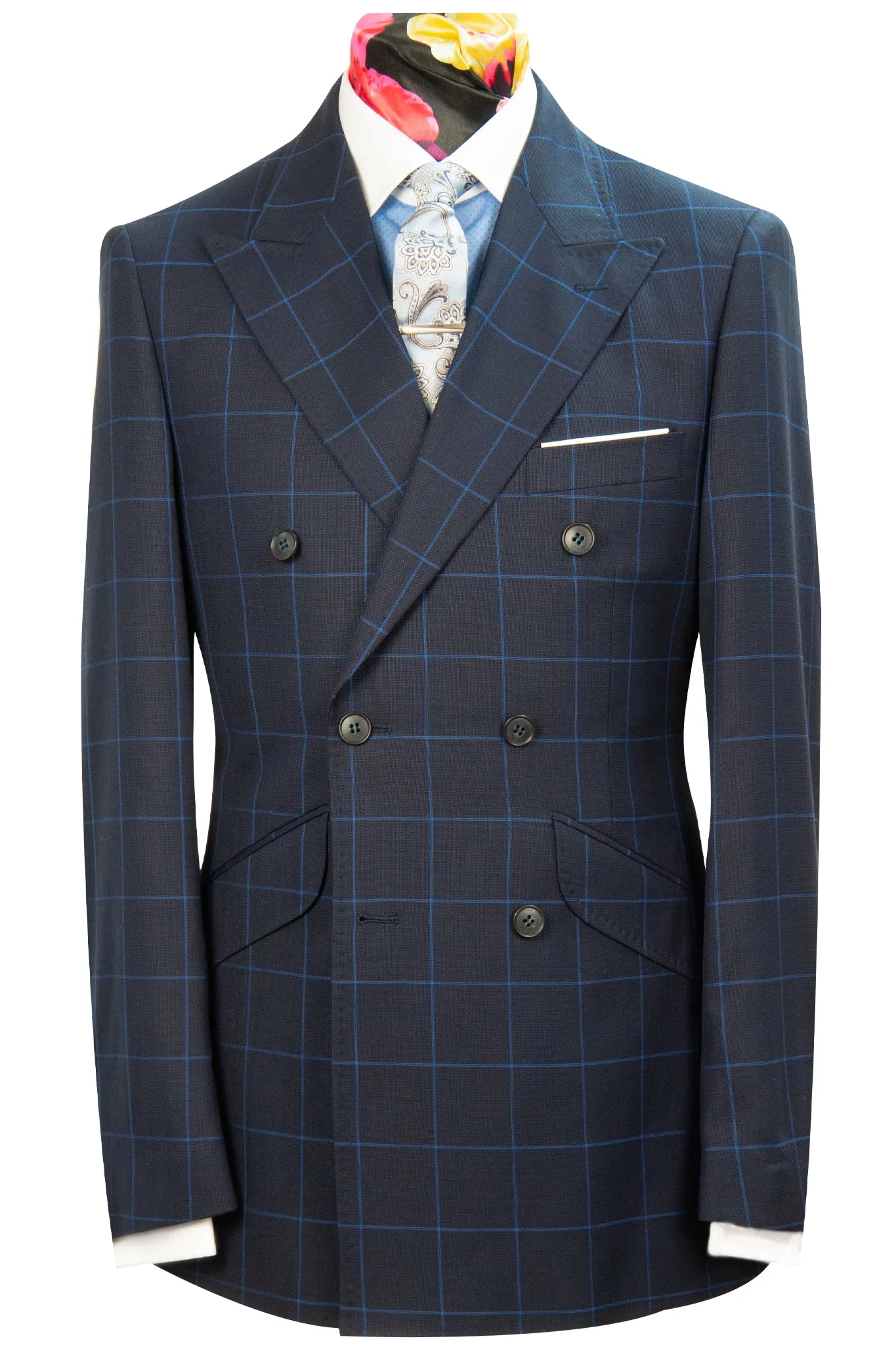 The Edmondson Navy Windowpane Double Breasted Suit