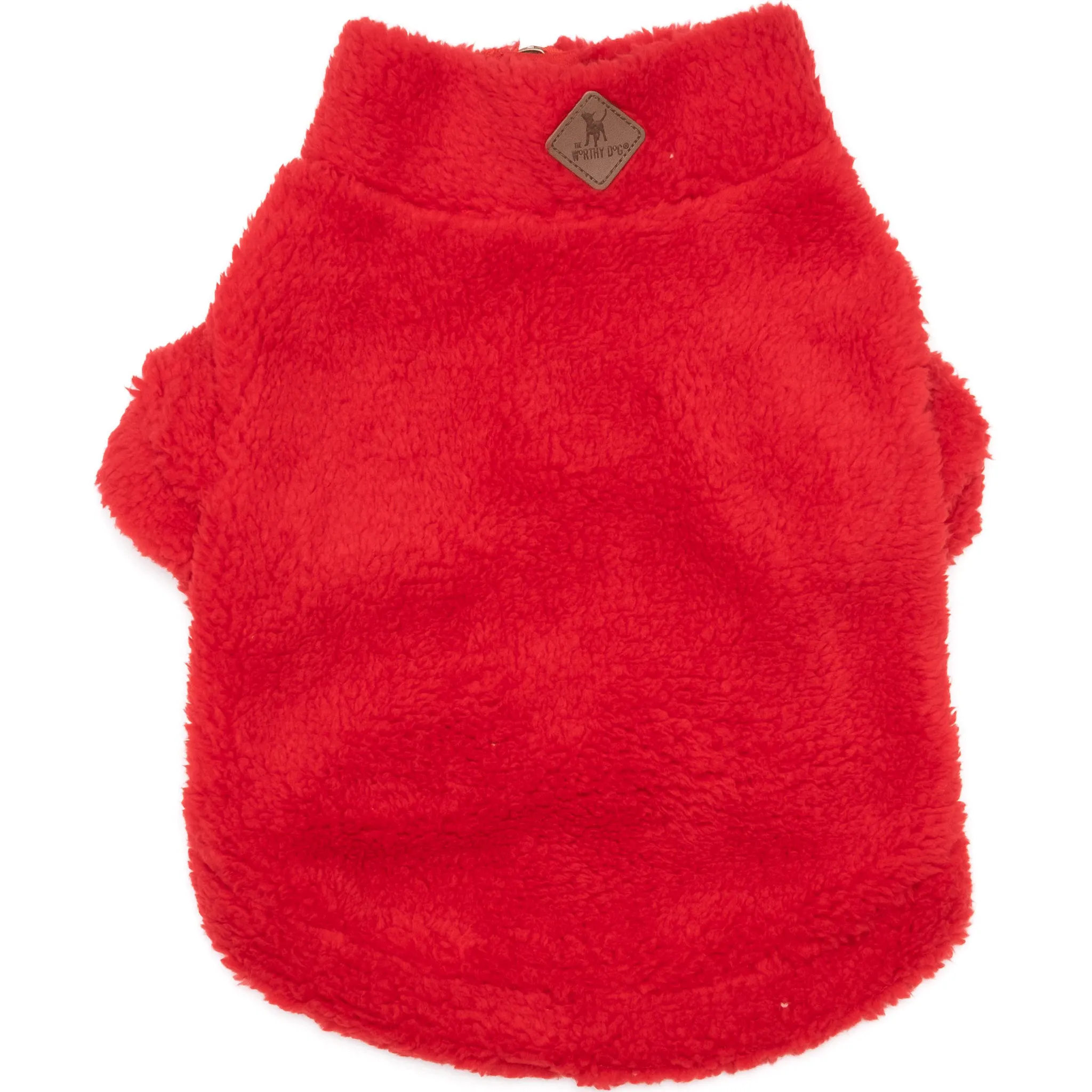 The Worthy Dog Solid Red Fleece Pullover