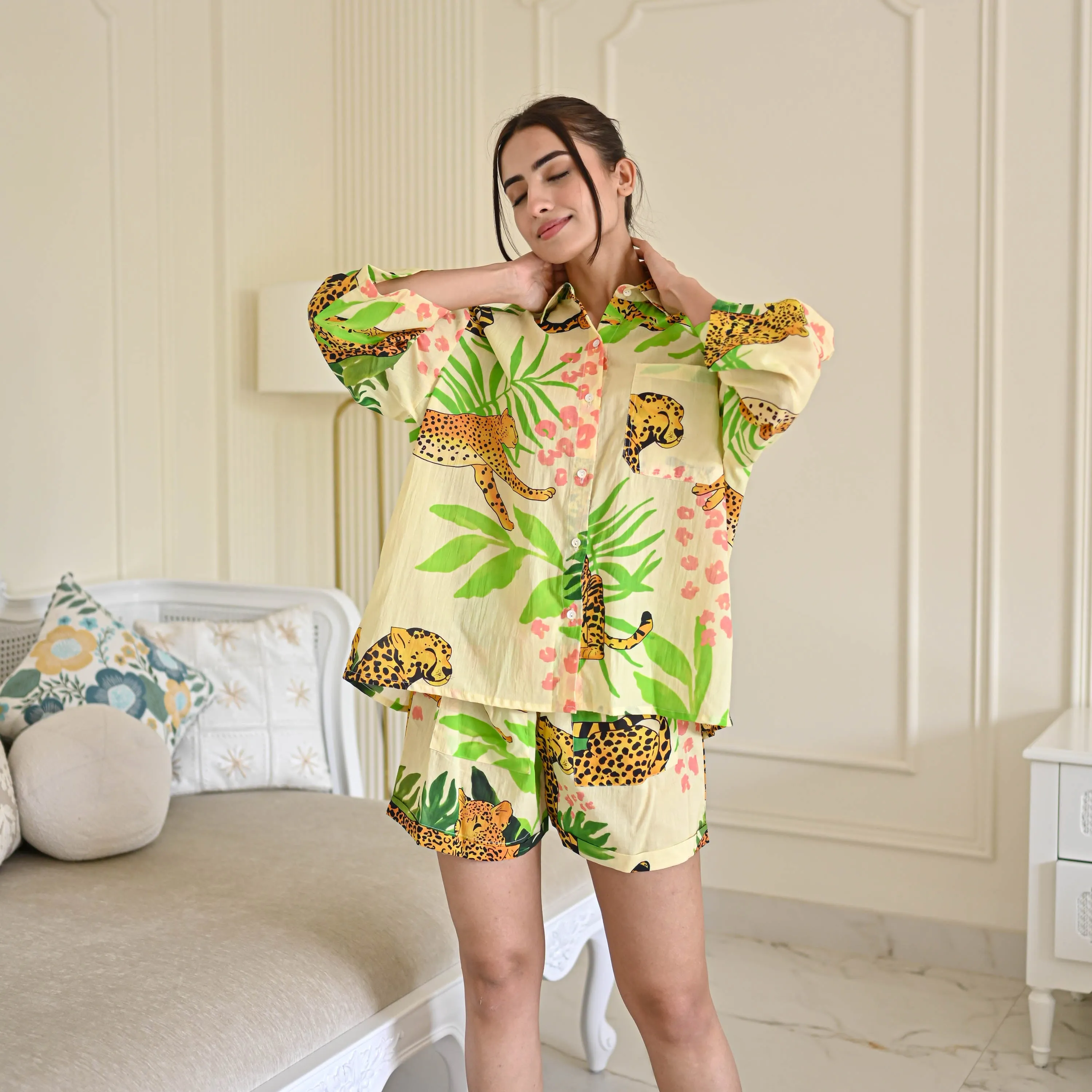 Tropical Jungle Print Shorts Set