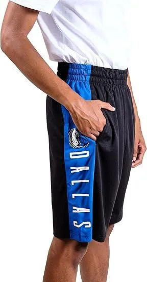 Ultra Game NBA Official Men’s Super Soft Active Workout Basketball Training Shorts - Unisex, Dallas Mavericks, Black|Dallas Mavericks