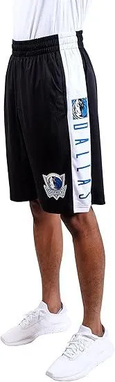 Ultra Game NBA Official Men’s Super Soft Active Workout Basketball Training Shorts - Unisex, Dallas Mavericks, Black|Dallas Mavericks