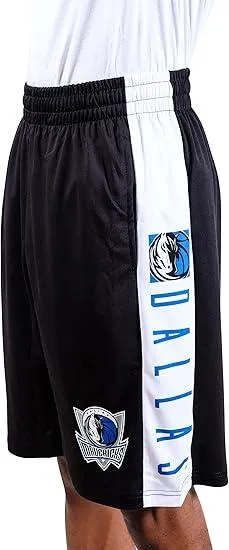 Ultra Game NBA Official Men’s Super Soft Active Workout Basketball Training Shorts - Unisex, Dallas Mavericks, Black|Dallas Mavericks