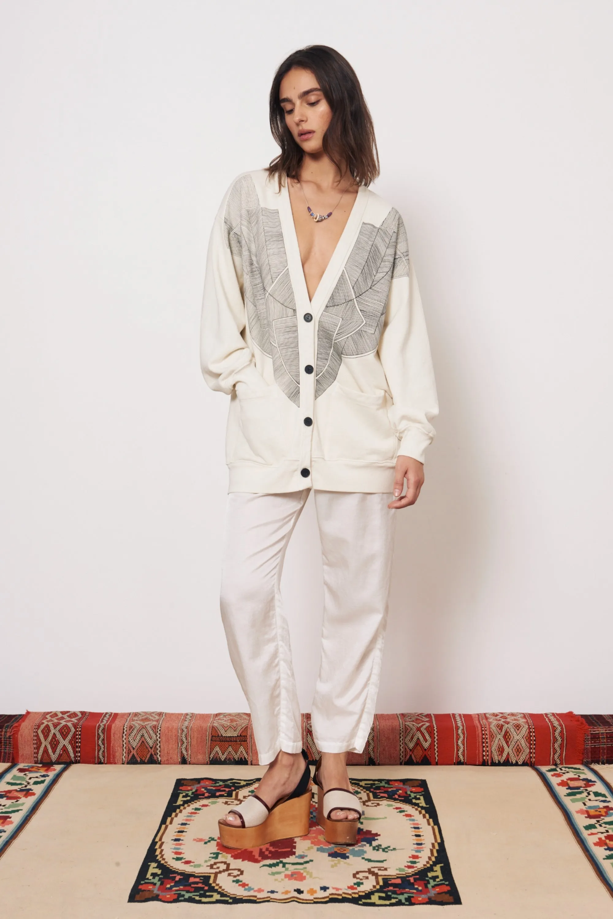 Vintage Fleece Dirty White Jackie Cardigan